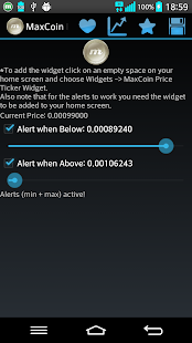 MaxCoin Ticker & Alerts Widget Screenshots 6