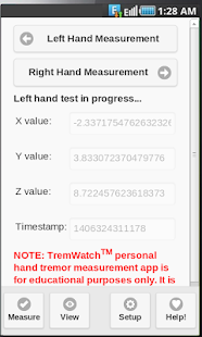 TremWatch(TM) Hand Tremor Test Screen 2