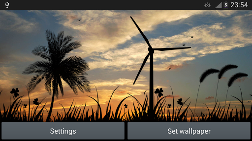 夕陽風車動態壁紙