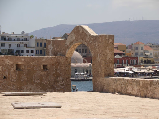 harbor-Chania-Crete-Greece - Chania Harbor viewed from the top of the old Turkish prison on the Greek island of Crete.