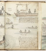 Thonies, vissersboten in de baai van Galle