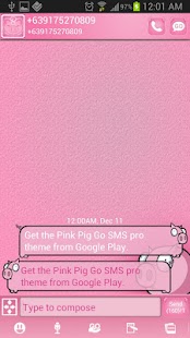 Pink Pig Go SMS Pro Theme - screenshot thumbnail
