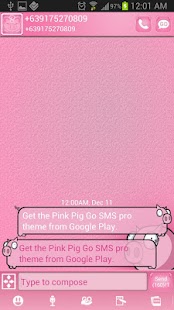 Pink Pig Go SMS Pro Theme - screenshot thumbnail