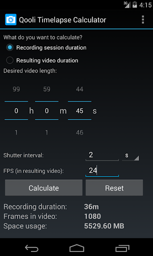 Qooli Timelapse Calculator