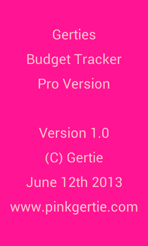 Gerties Budget Tracker Screen 1