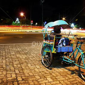 Becak (Tricab) by Pradono Gunawan - City,  Street & Park Street Scenes