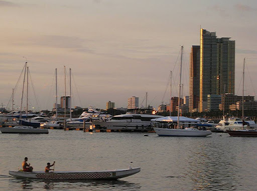 bangka at the Manila Yacht Club with a view of 1322 Golden Empire Tower