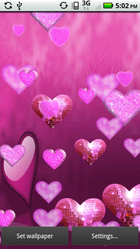 Pink Sparkle Hearts Live Screen 3