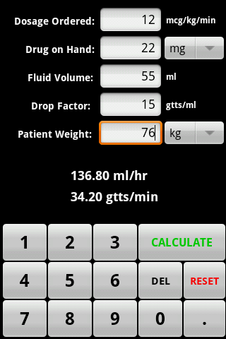 InfusionCalc Screen 2