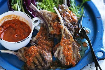 Grilled autumn lamb with romesco