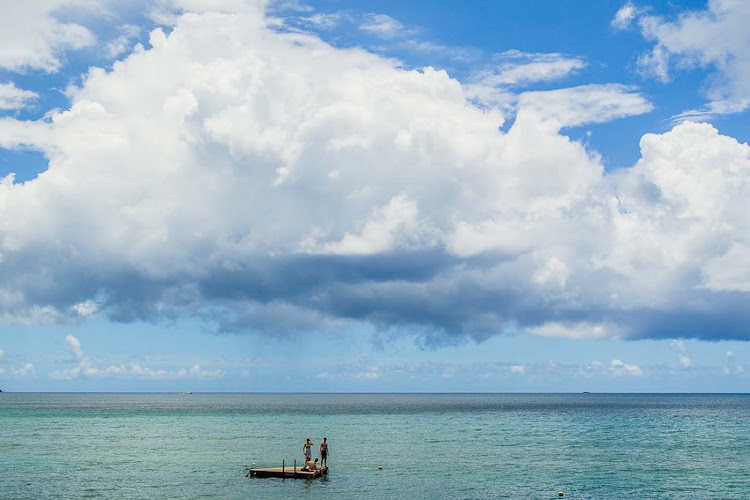 Rafting off Ship Wreck Beach, St. Kitts.