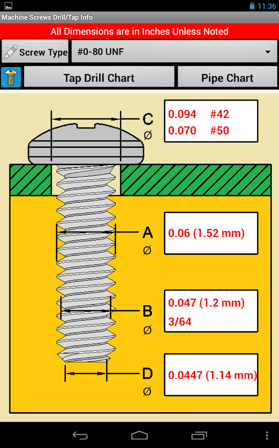 Machine Screws Drill/Tap Info Android Apps on Google Play