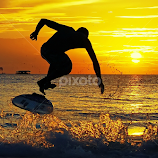  skimboarding @ sunset - kickflip - kick flip by Dan Baciu -  