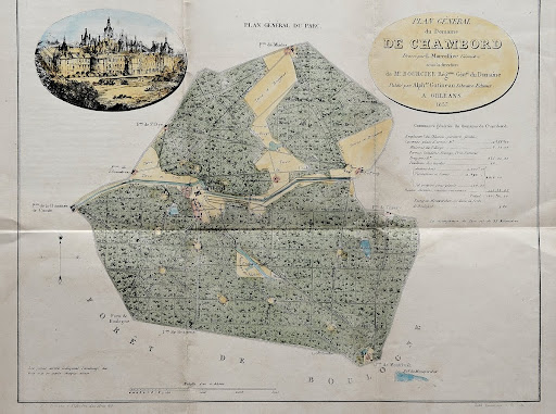 Plan du parc de Chambord au milieu du XIXe siècle après les intenses