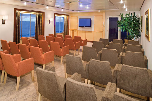 The Conference Room aboard Seven Seas Mariner is the ideal setting for lectures, business meetings or corporate events. Cruises have become a popular venue for annual meetings and company retreats.