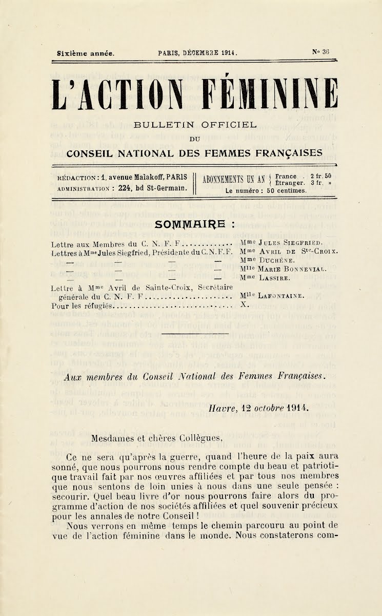 L Action Feminine Publication Of The National Council Of French Women Google Arts Culture