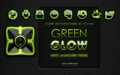 Next Launcher Theme green glow