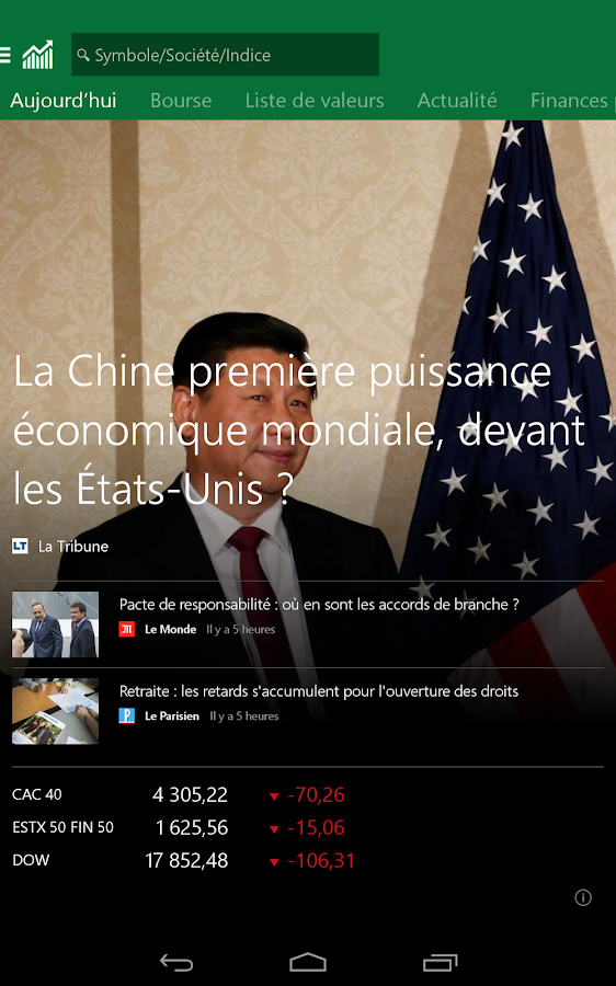   MSN Finance- Cours des actions – Capture d'écran 