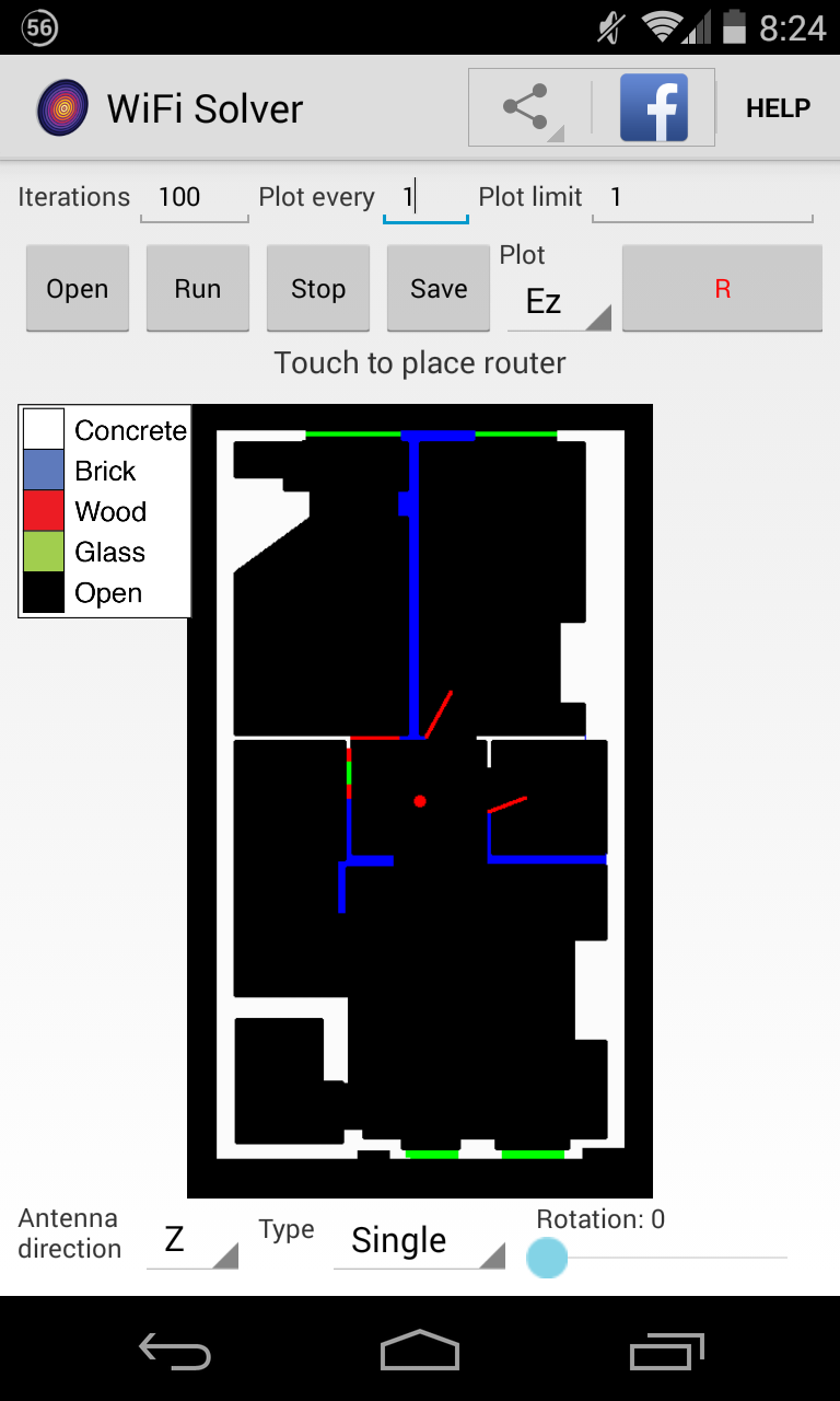 Android application WiFi Solver FDTD screenshort