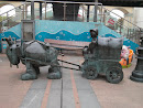 Train Sculpture in Foxtown
