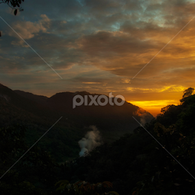 Sunrise at Sibayak Mountain by Yosh Ginsu - Landscapes Mountains & Hills