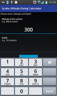 Scuba Altitude Diving Calc - náhled