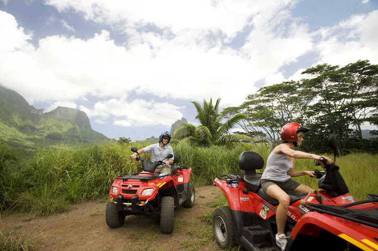 Four-wheel excursions on Mo'orea can include a trip to the volcanic crater that first created the island.