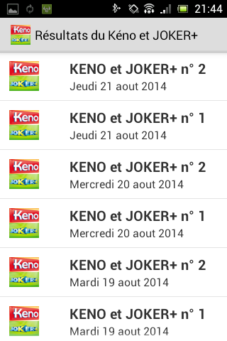 Résultats Keno et Joker+