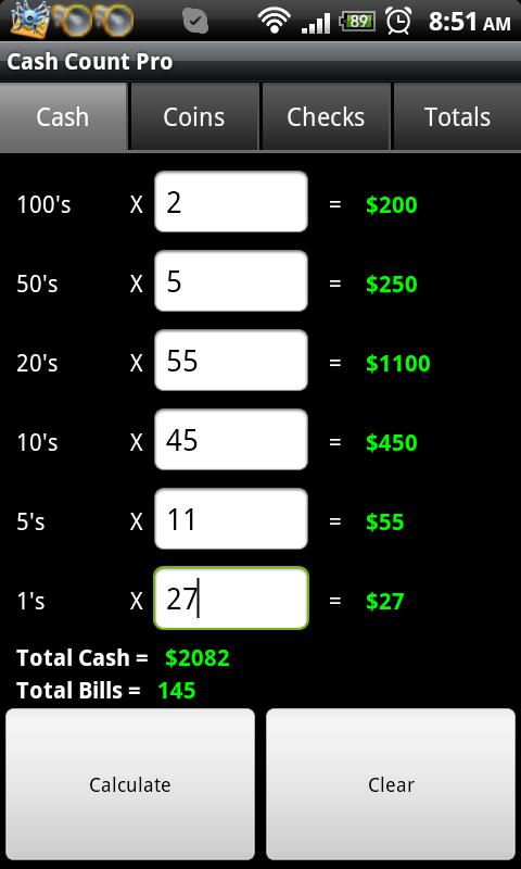 Android application Cash Count Pro screenshort