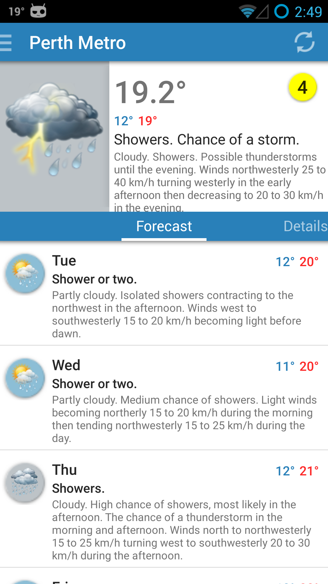 Android application Au Weather screenshort