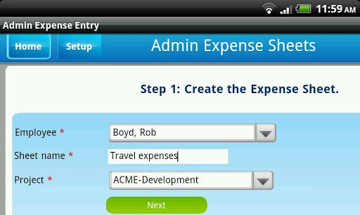 Dovico Admin Expense Entry