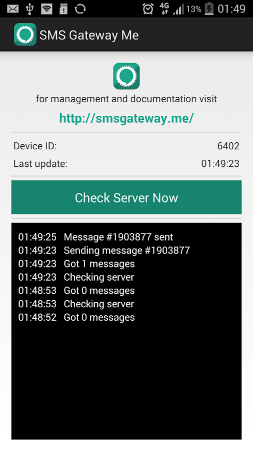  SMS Gateway API – Capture d'écran 