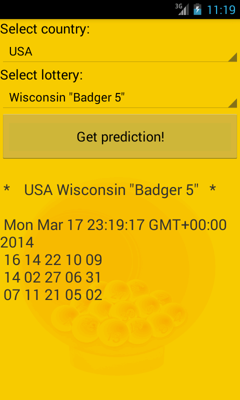 Lotto Forecast Screen 1