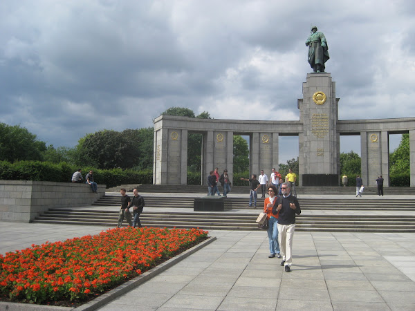 The Russian memorial in Berlin was very stark. And the flowers very orange.