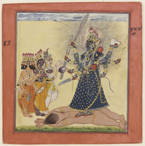 Goddess Bhadrakali Worshipped by the Gods from a tantric Devi series