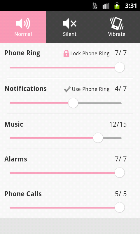 Volume control Screen 1