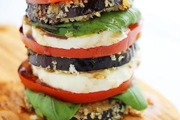 Crispy Eggplant Caprese Stacks