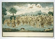 A Khoikhoi kraal with dancers and musicians