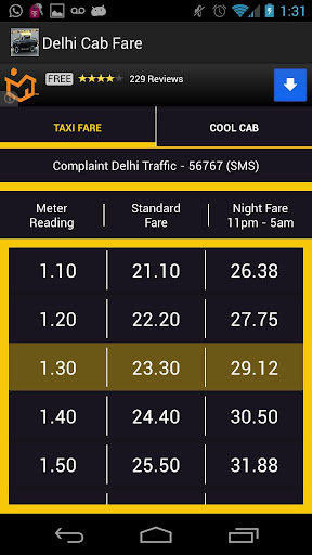 Delhi Cab Taxi Fare