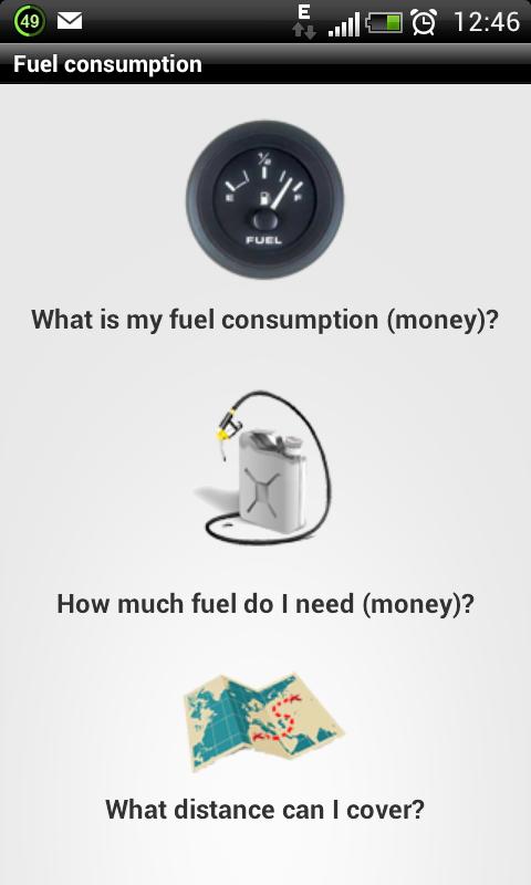 Fuel consumption Screen 1