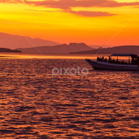Sailing in the sunset by Rudy Pras - Transportation Boats