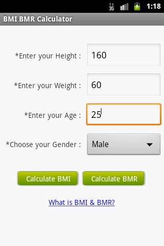 BMI BMR Calculator