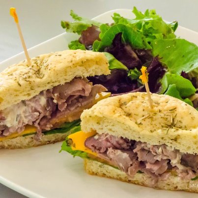 Roast Beef and Cheddar on Focaccia Roll