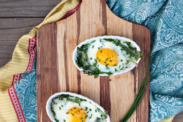 Arugula and Chive Baked Egg Cups