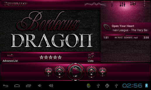 Bordeaux Dragon Poweramp theme - screenshot thumbnail