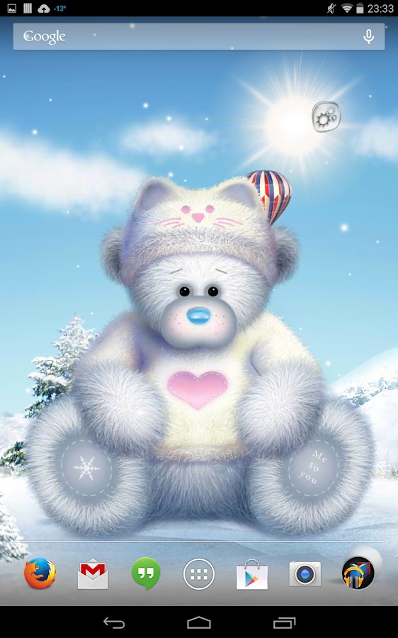 Живые обои Мишка Тедди. Зима и Рождество на Андроид