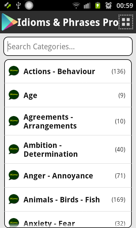 Android application Idioms &amp; Phrases Pro screenshort