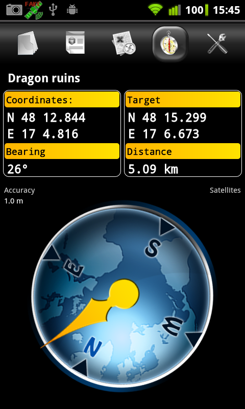    Columbus (geo,open)caching app- screenshot  