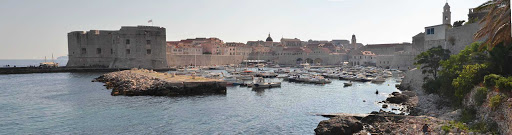 The harbor in Dubrovnik still sports 15th century fortifications. 