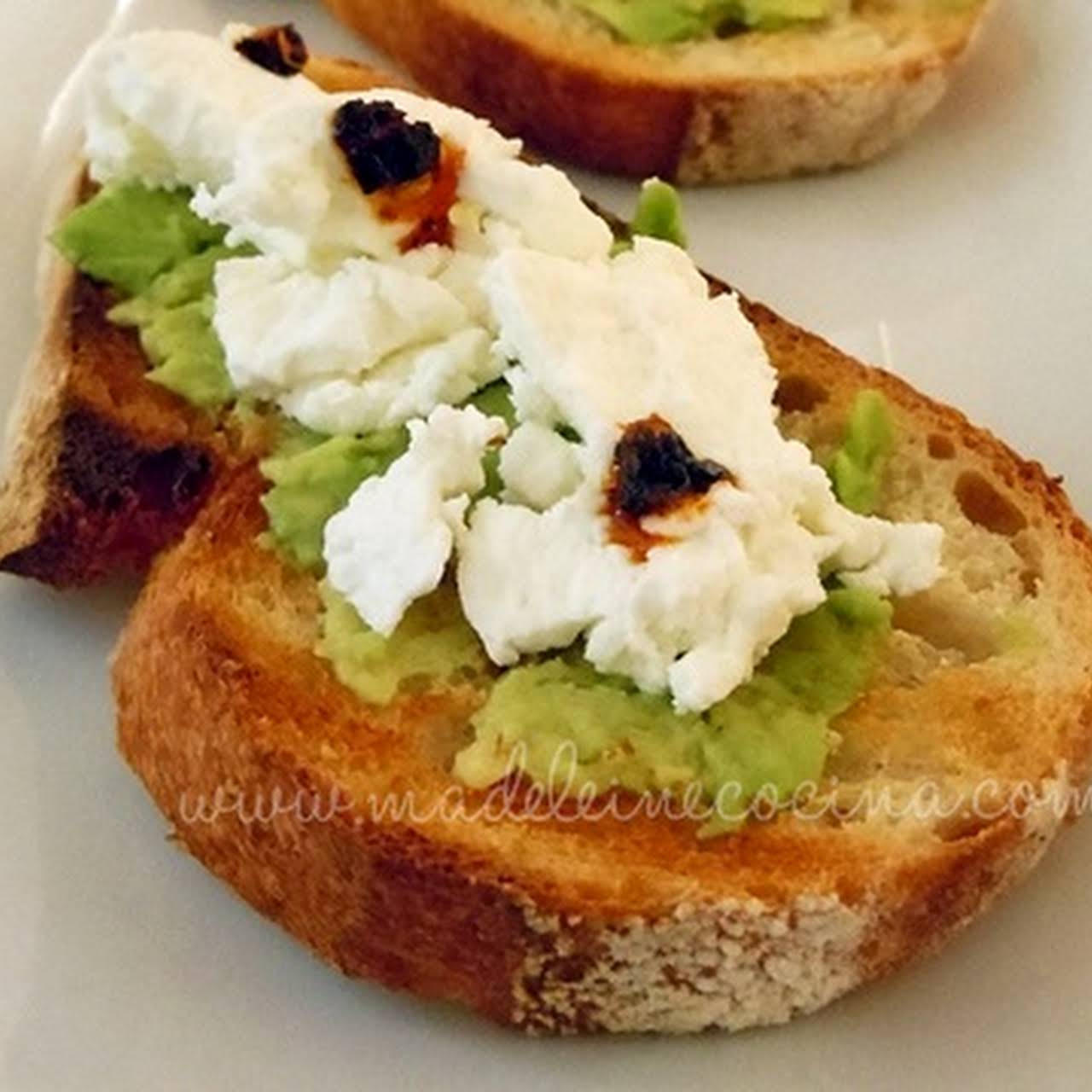 Avocado and Goat Cheese  in this area Toasted Bread